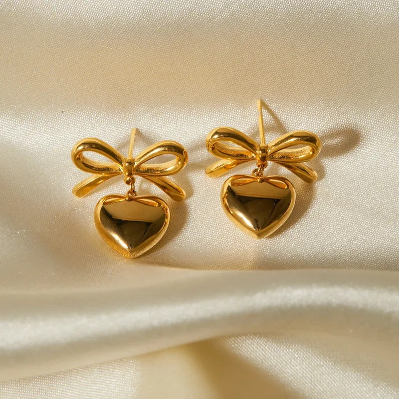 Elegant Heart Bow Earring