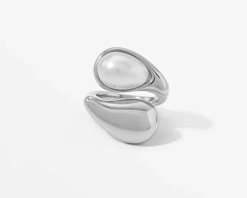 Modern Pearl Open Ring