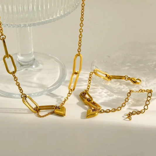 Chain Love Necklace Set 2pcs