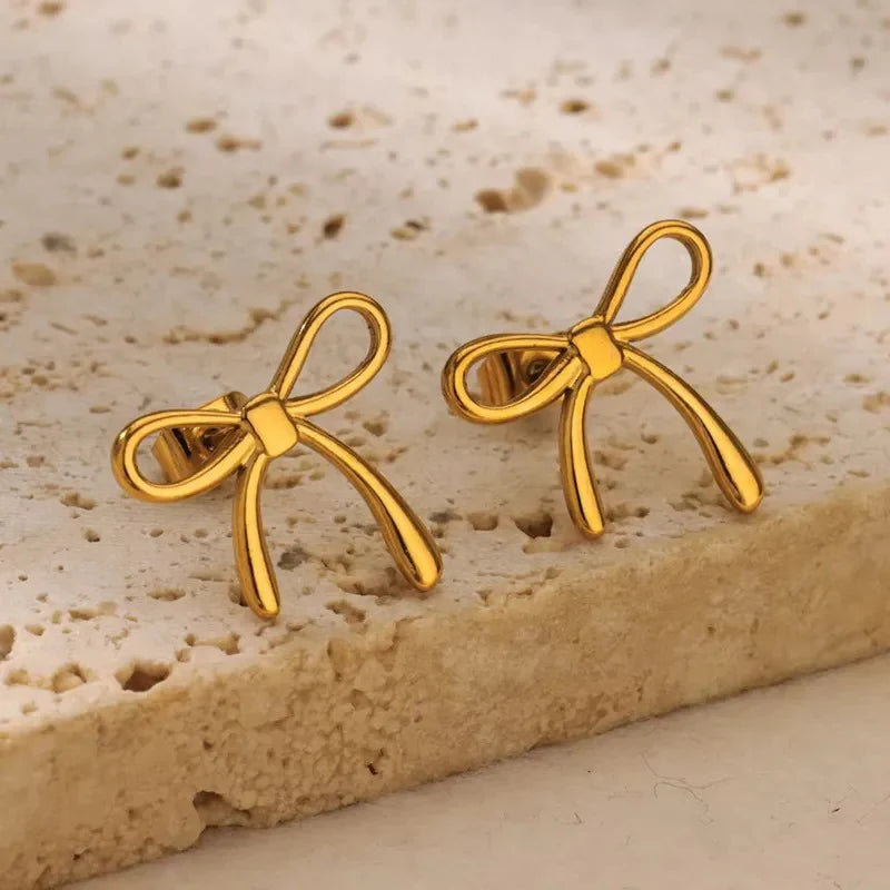 Simple Golden Bow Earring