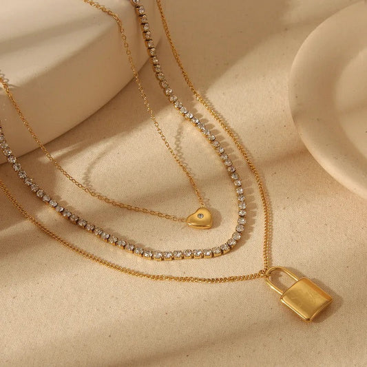 Three Layer Lock Necklace