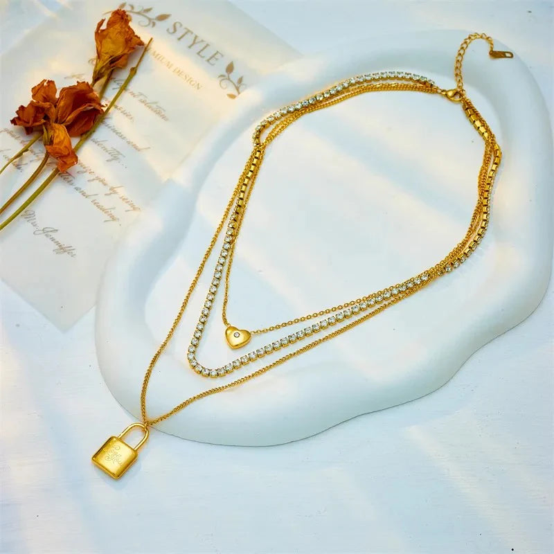 Three Layer Lock Necklace
