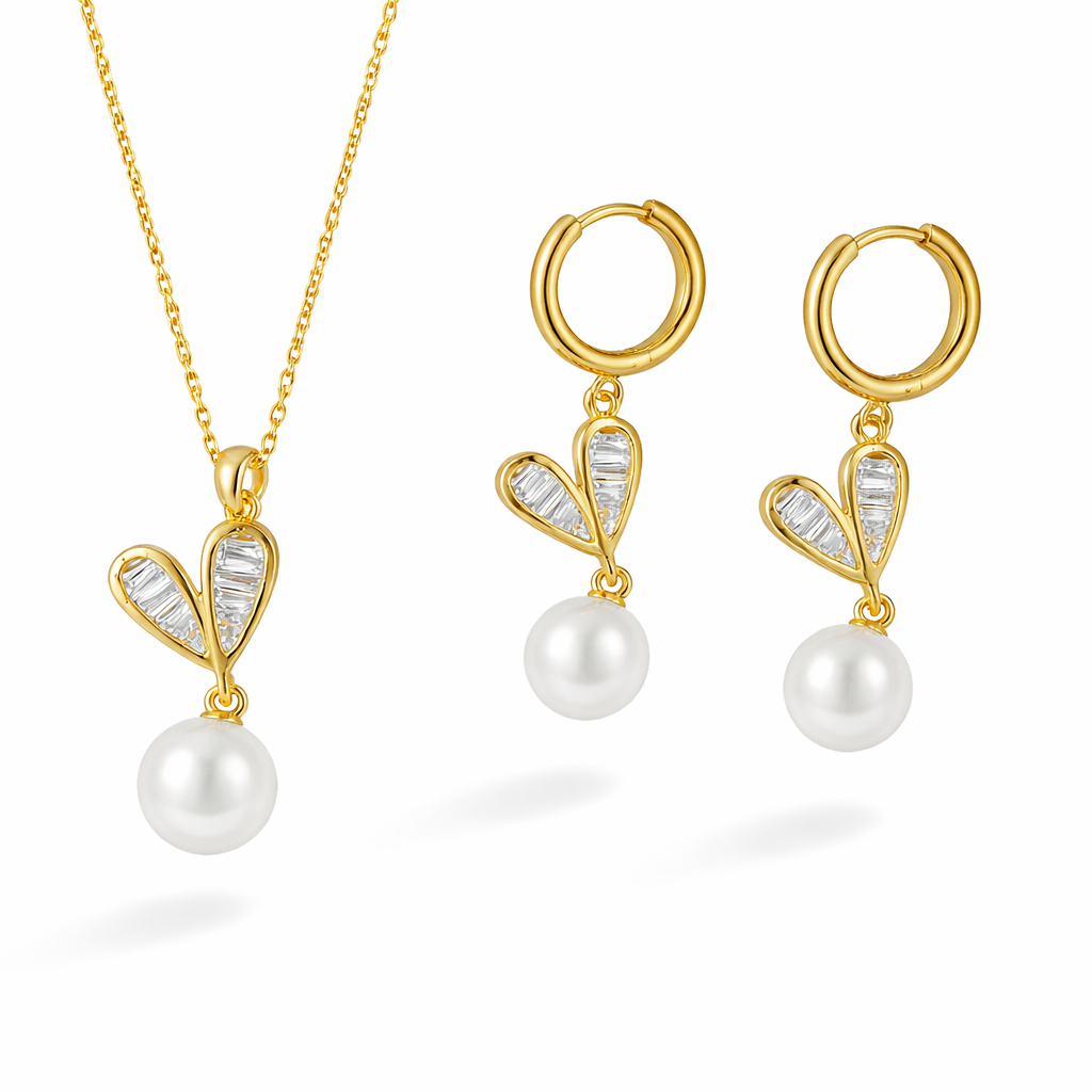 Casual Elegant Pearl & Heart Set