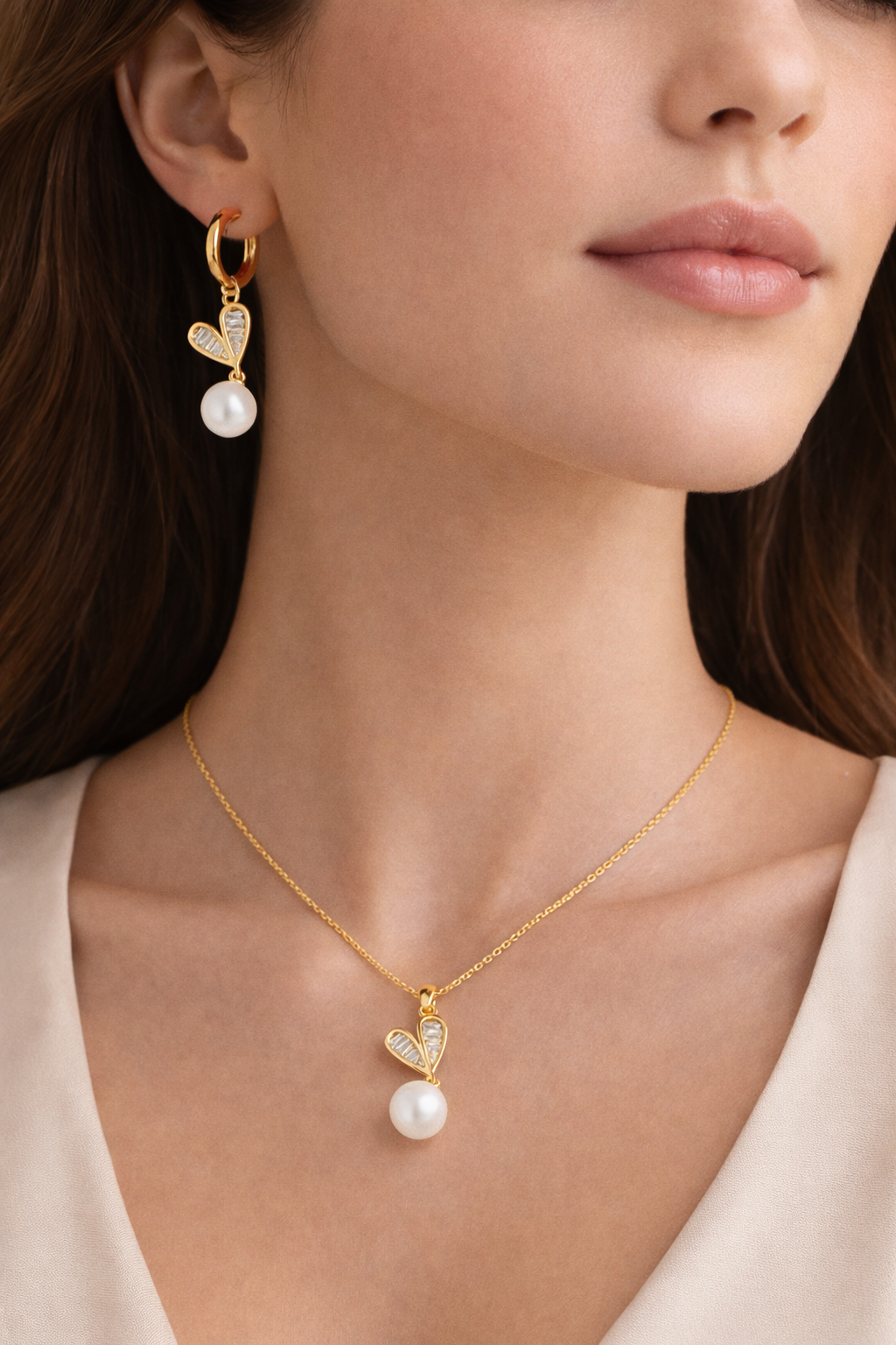 Casual Elegant Pearl & Heart Set