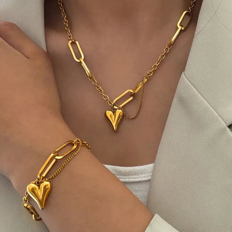 Chain Love Necklace Set 2pcs