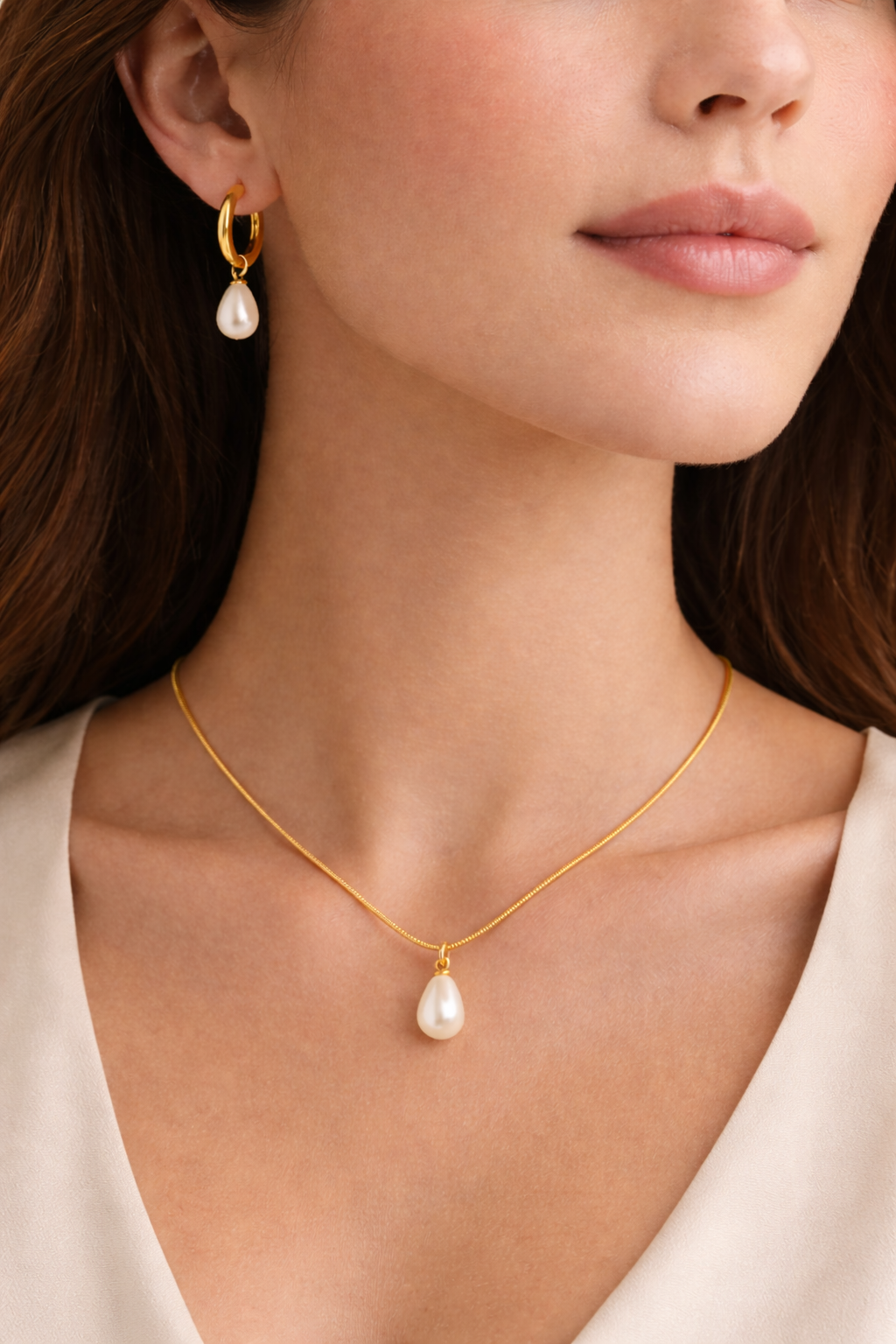 Elegant White Pearl Necklaces Set