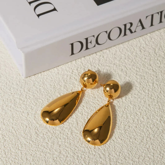 Golden Water Drop Earring