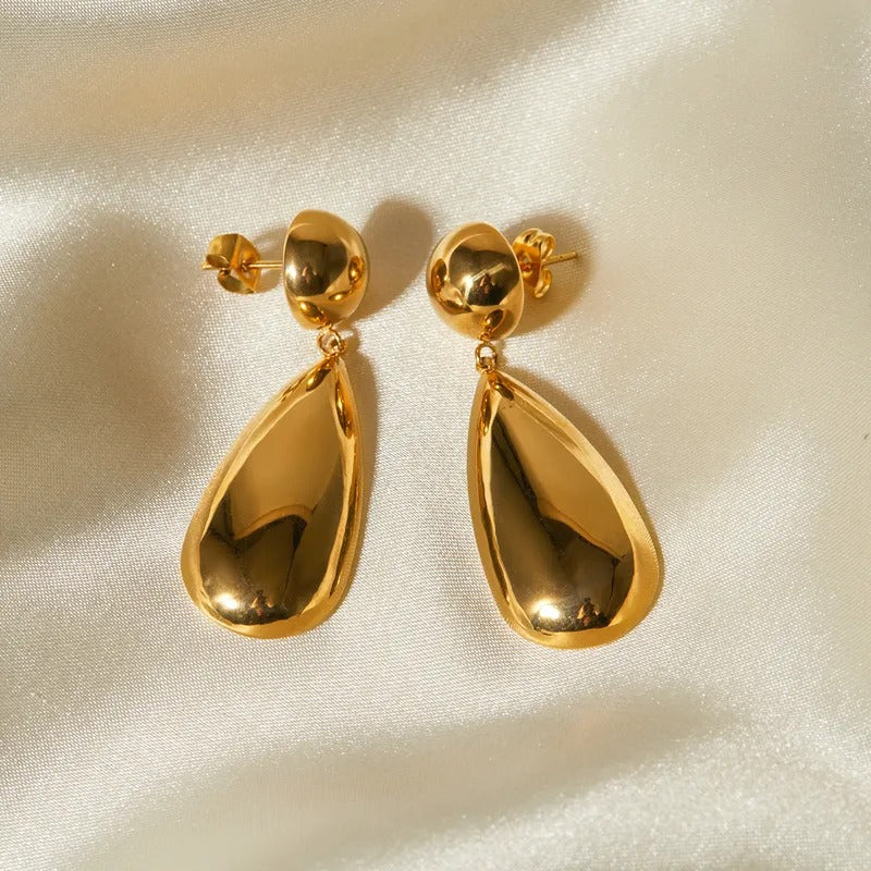 Golden Water Drop Earring