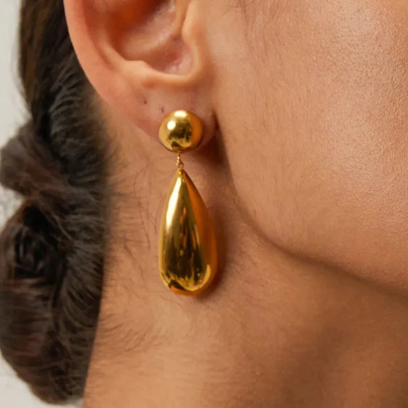 Golden Water Drop Earring